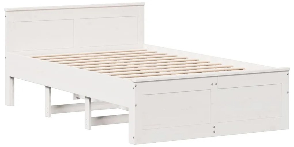 fehér tömör fenyőfa fejtámlás ágykeret matrac nélkül 120x200 cm