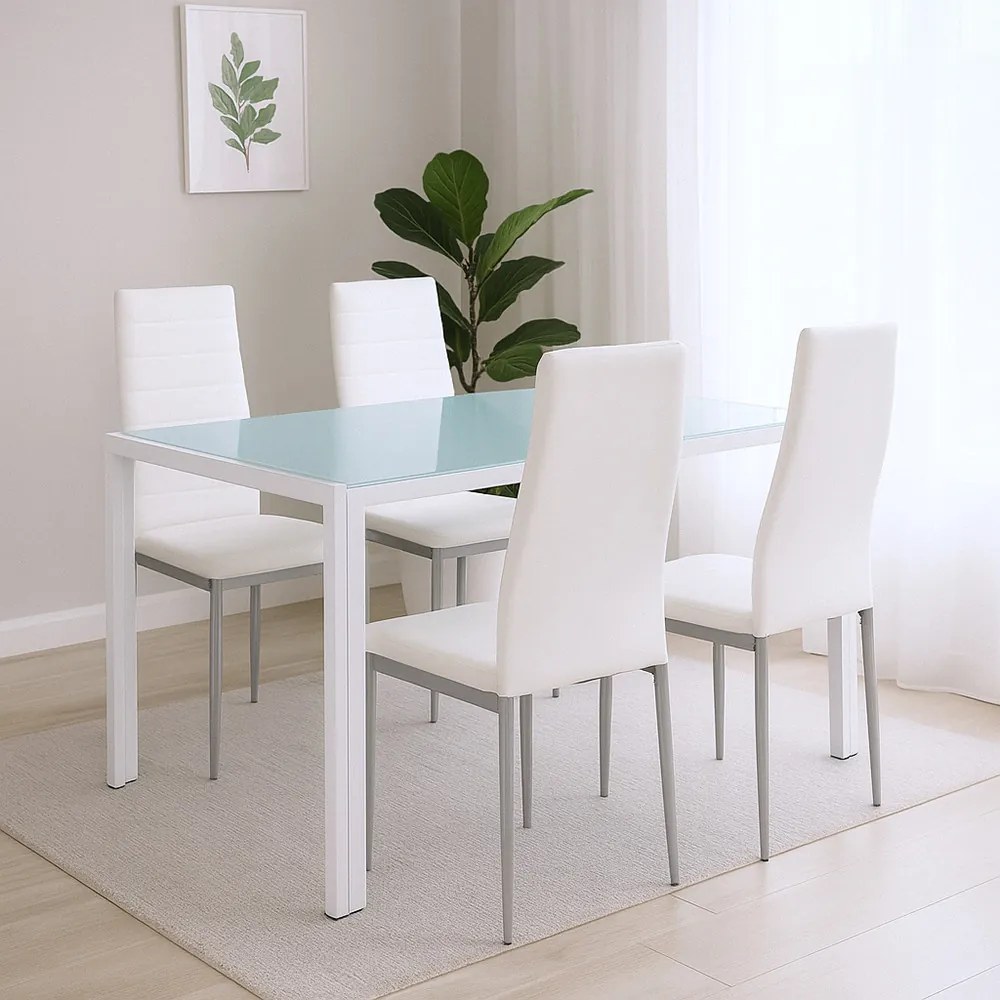 Mabel 4+1 étkező garnitúra fehér-szürke