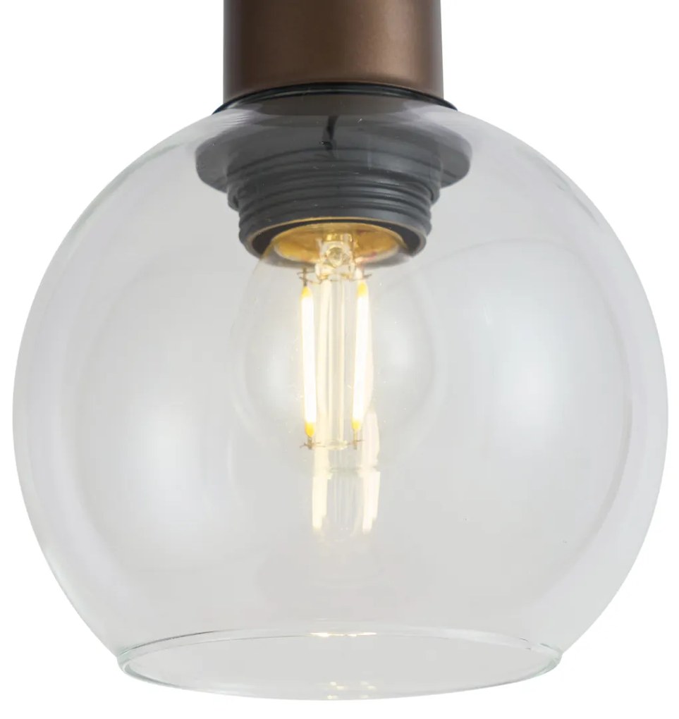 Modern bronz függőlámpa átlátszó üveggel 1 fázisú sínrendszerhez - Iconic Lava