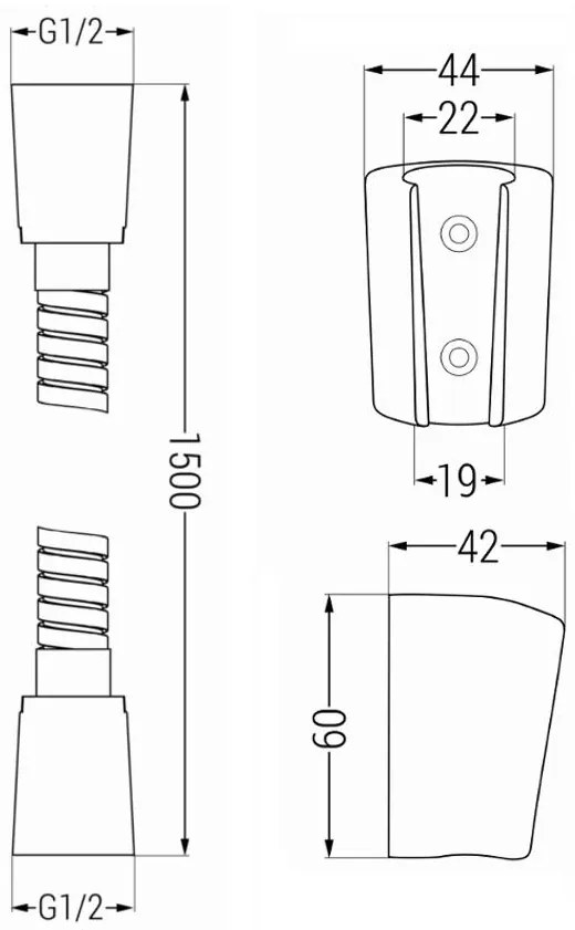 Mexen tartozékok - 1 pontos kézizuhany készlet R-75, fekete, 785756052-70