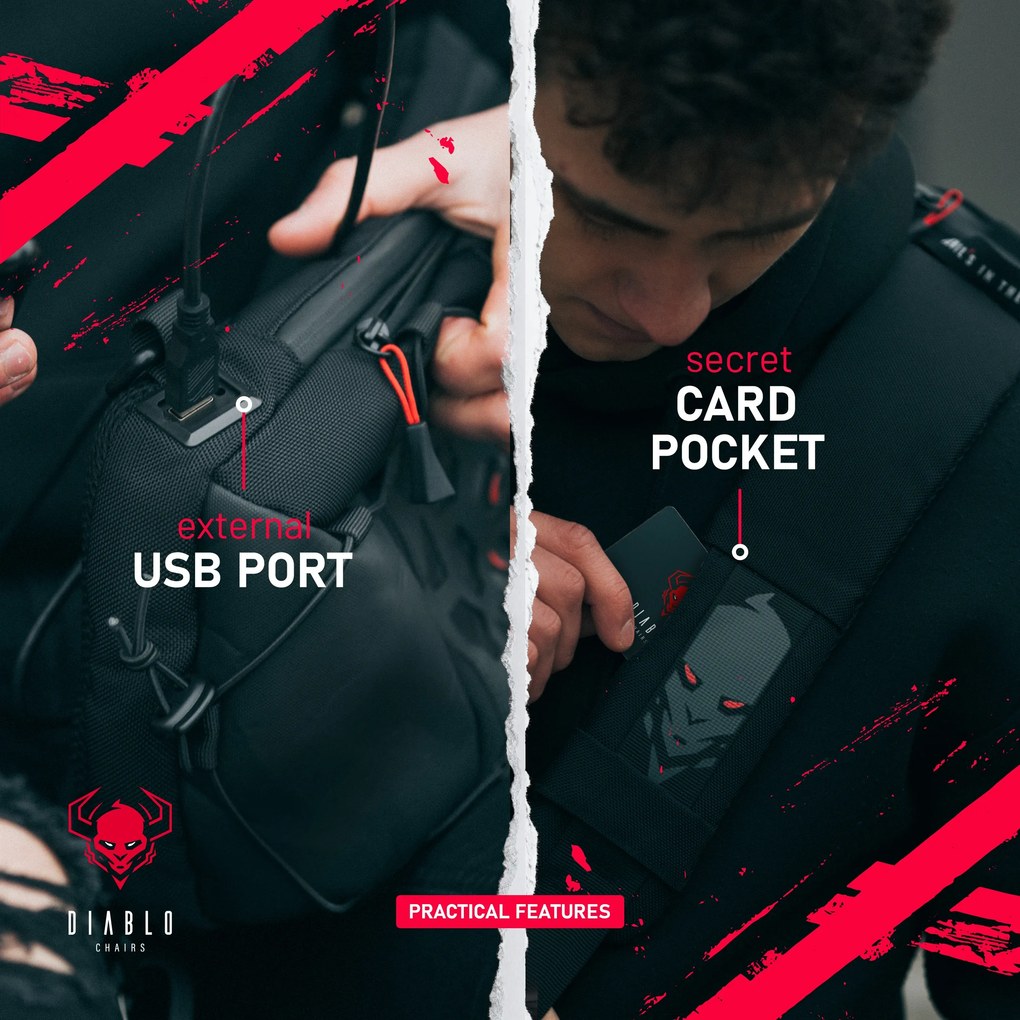 Fekete, mintás sling bag hátizsák