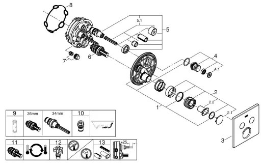 GROHE 29124000 - GROHTHERM SMARTCONTROL termosztát, fényes króm