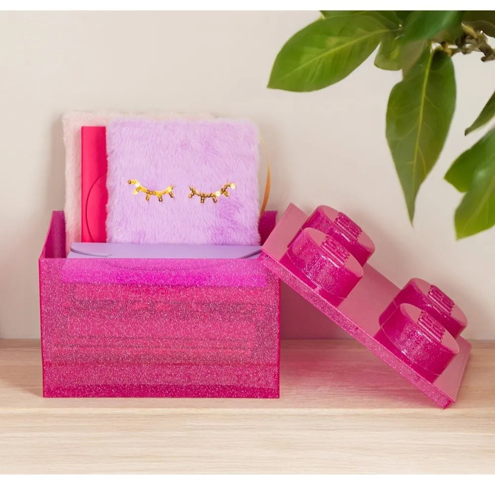 Rózsaszín műanyag gyerek tárolódoboz 25x25x18 cm – LEGO®