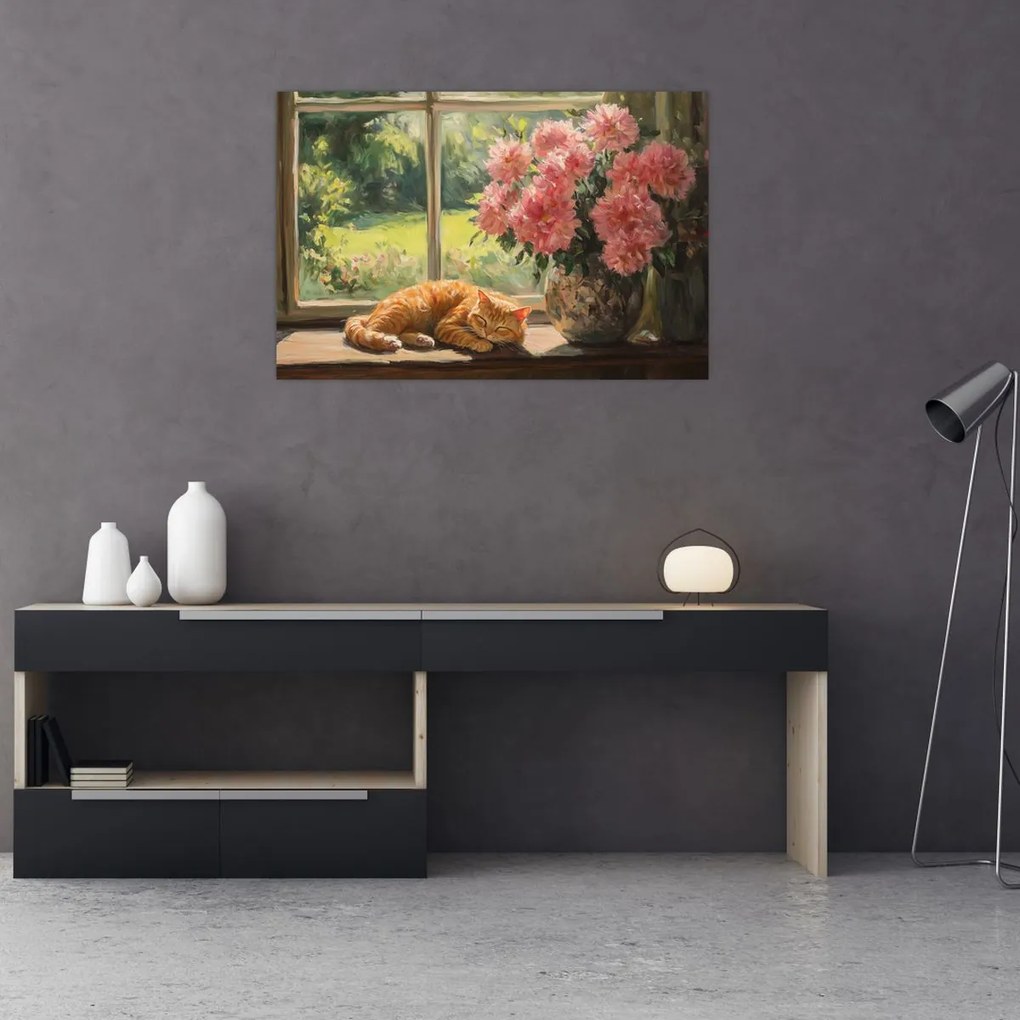 Kép - Macska az ablakban (90x60 cm)