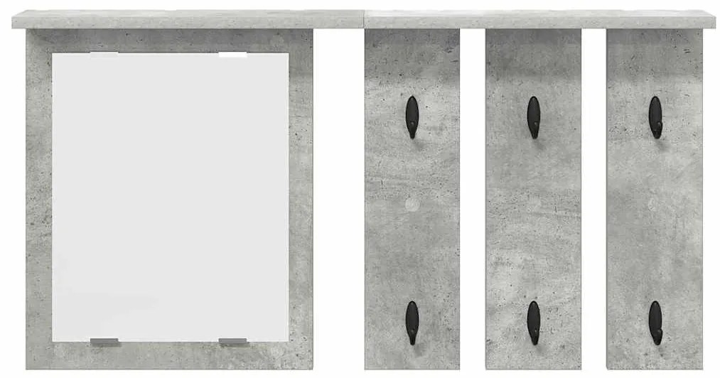 Fali Kabáthorog polcokkal Beton szürke 85 x 10 x 45 cm Faanyag