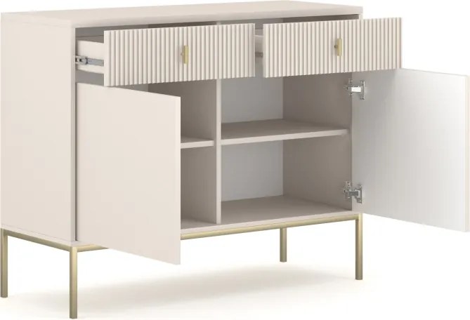 Komód 2 ajtóval és 2 fiókkal kasmír színben arany fogantyúkkal – MAGGIORE MA02