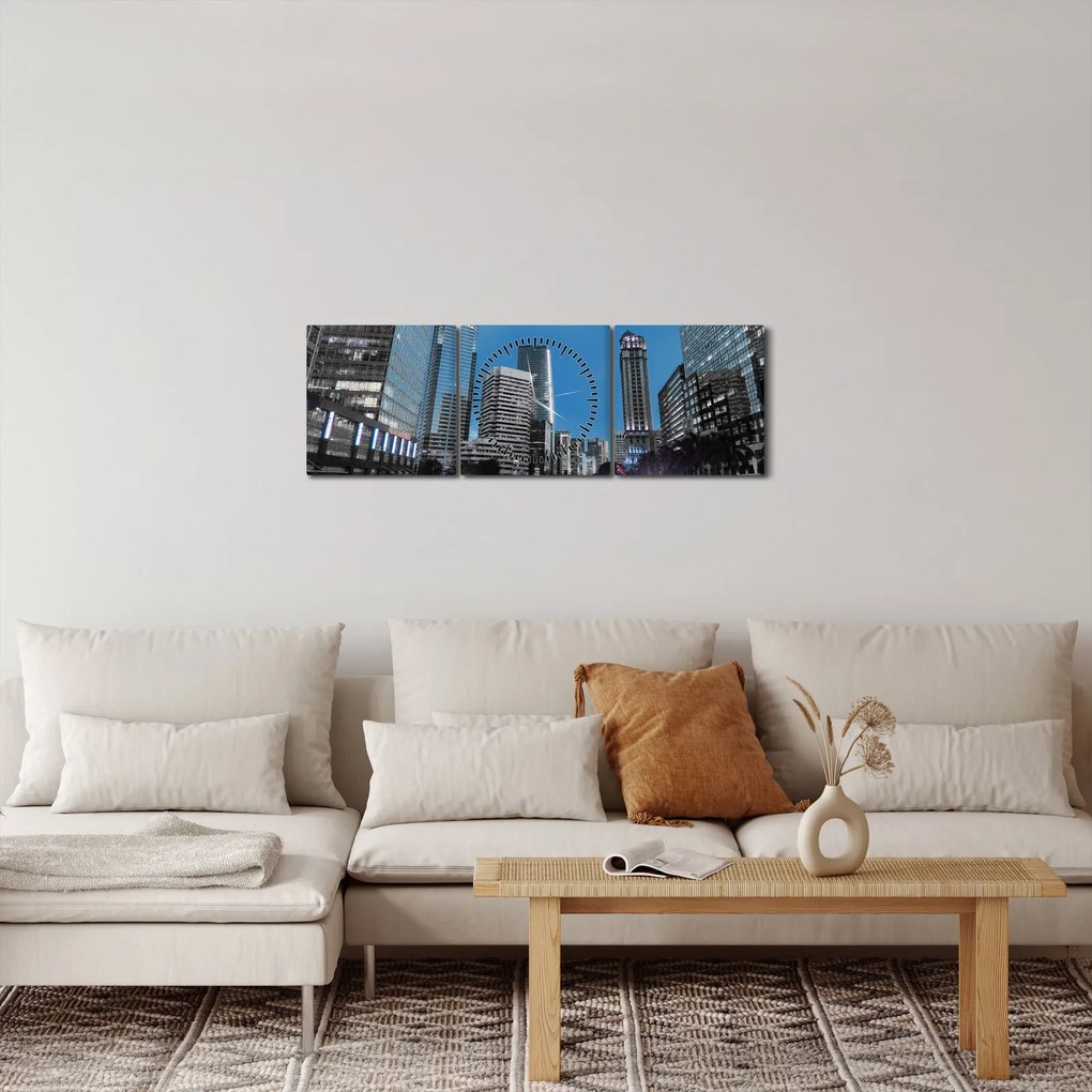 Éjszakai város képe (órával) (90x30 cm)