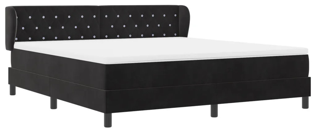 Boxspringágy Matrac Készlettel Fekete 180x200 cm Bársony