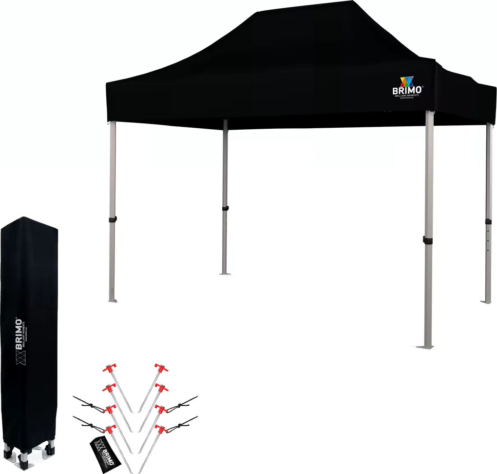 Kerti sátrak 2×3 m alumíniumból, falak nélkül | Gyors felállítás és masszív, könnyű váz - 3 oldalfal nélkül - Fekete