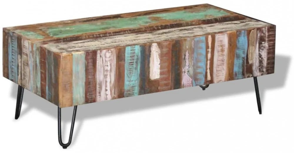 tömör újrahasznosított fa dohányzóasztal 100 x 50 x 38 cm