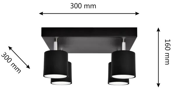 Spotlámpa PUNTA 4xGX53/10W/230V fekete
