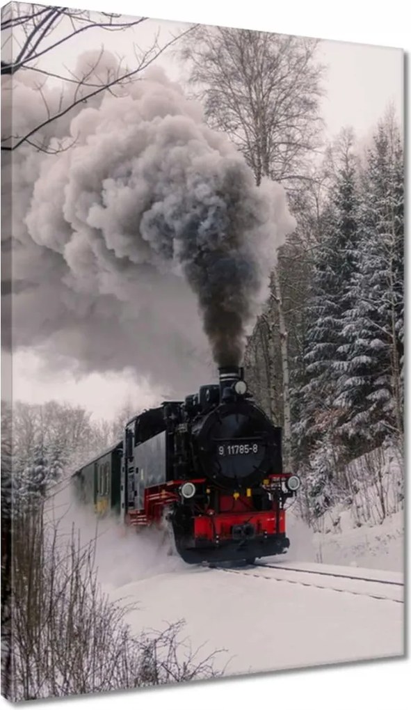 Vászonkép 40x60 Mozdony téli tájkép