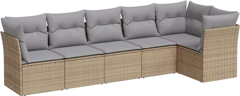 vidaXL 6 részes bézs polyrattan kerti ülőgarnitúra párnával