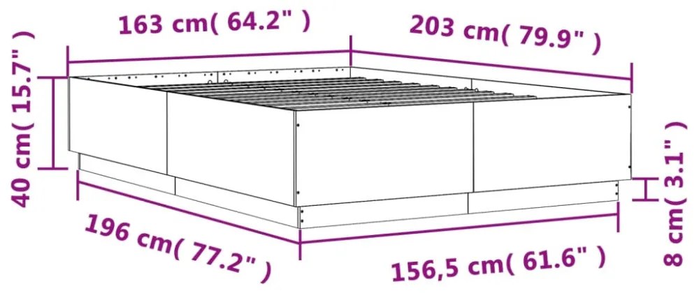 betonszürke szerelt fa ágykeret 160 x 200 cm