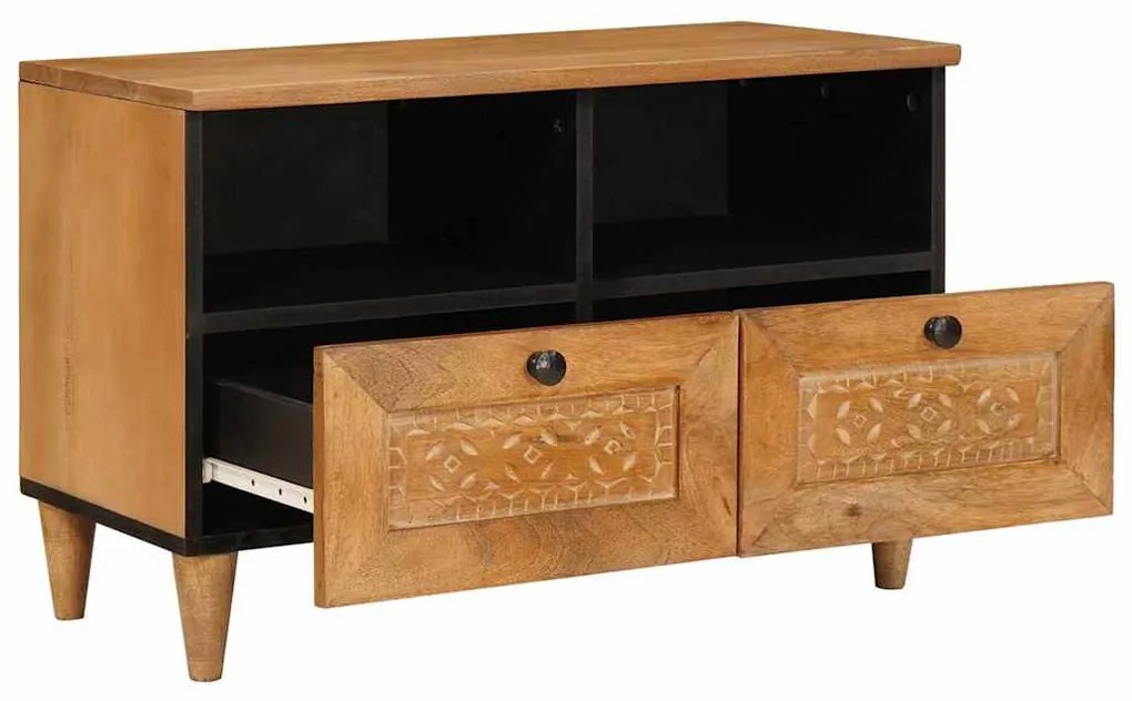 TV szekrény fiókkal Világosbarna 70 x 33 x 46 cm tömör mangófa
