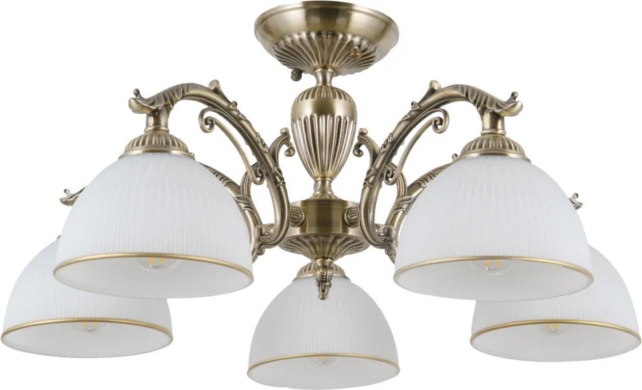 ITALUX PND-5122-5 FENEZA Mennyezeti Csillár Antik Bronz, Fehér E27 IP20