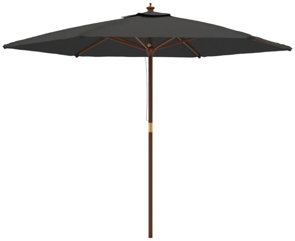 antracitszürke kerti napernyő fa rúddal 299 x 240 cm