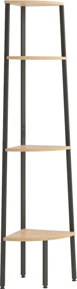 vidaXL 4-szintes világosbarna és fekete sarokpolc 45,5 x 31,5 x 150 cm