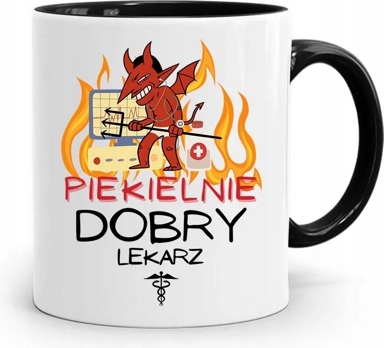 Fekete Bögre Orvosnak Pokolian Jó Orvos fényképes nyomattal