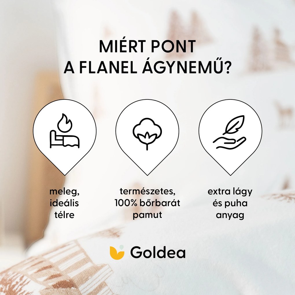 Goldea flanel ágyneműhuzat - hegyvidéki táj 220 x 200 és 2db 70 x 80 cm