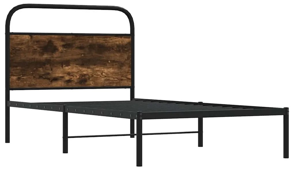 ágykeret matrac nélkül 100x200 cm füstölt tölgy fűrészelt fa