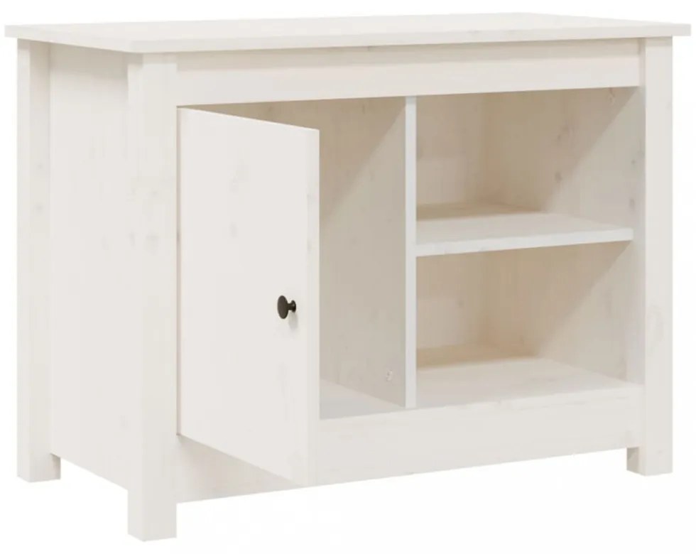fehér tömör fenyőfa TV-szekrény 70 x 36,5 x 52 cm