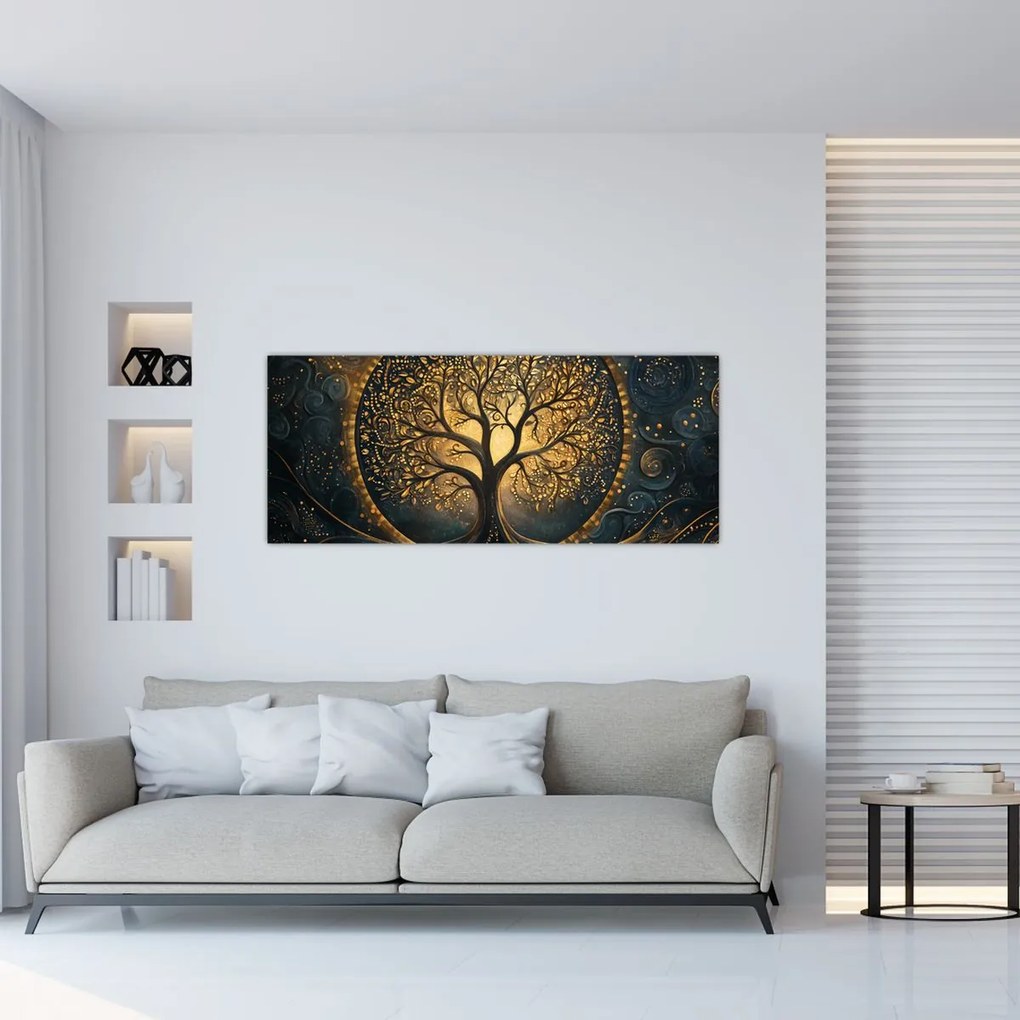 Kép – Arany aurájú fa (120x50 cm)