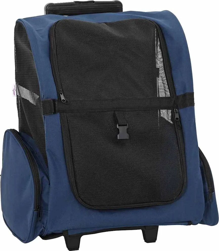 vidaXL 3 az 1-ben kék színű kisállatszállító kocsi 48 x 32 x (57-106) cm Oxford szövet