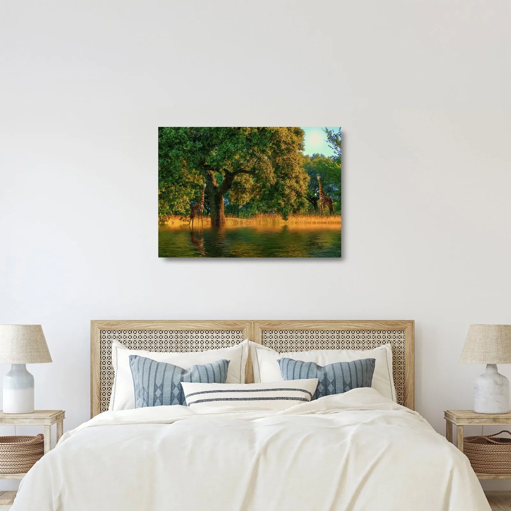 Zsiráf a természetben képe (üvegen) (70x50 cm)