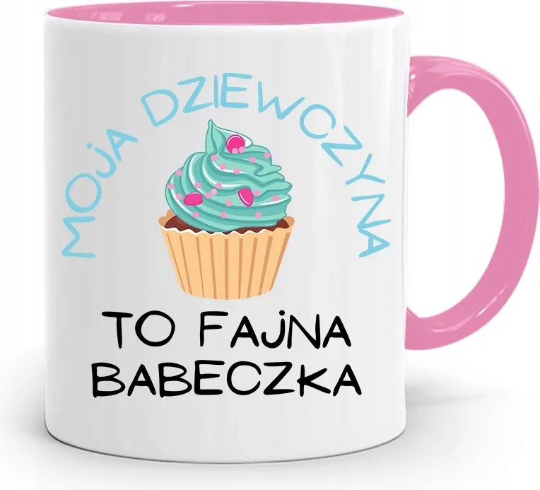 Rózsaszín Bögre A Feleség Barátnőjének Cool Muffin nyomott mintával, fényképpel