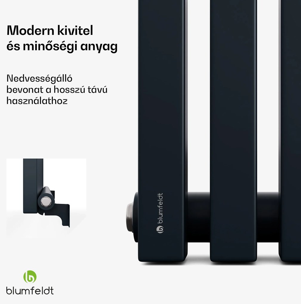 Blumfeldt Delgado radiátor | Modern kivitel | 63 x 100 cm | 891 W | Oldalsó csatlakozás