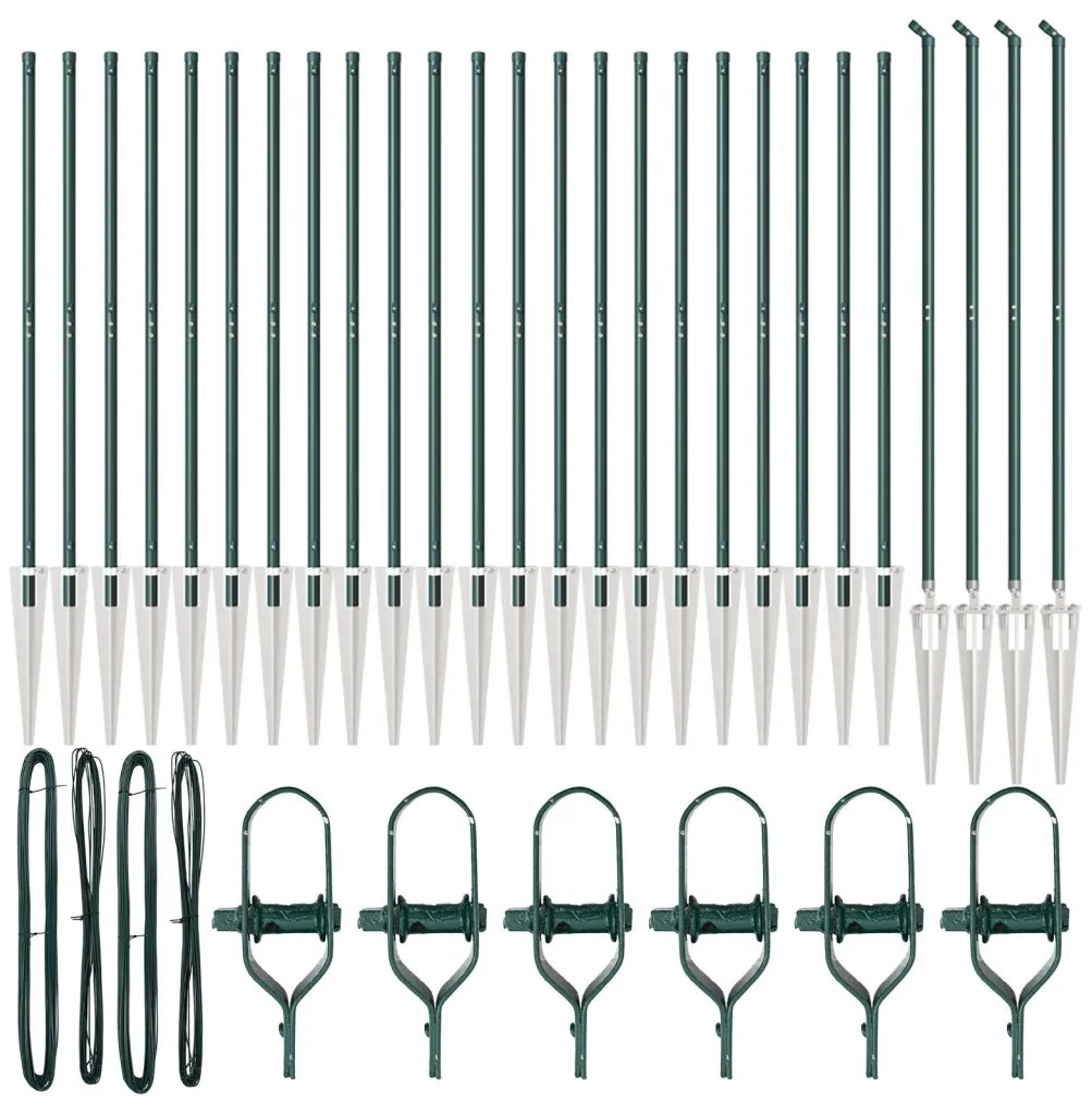 Kerítési oszlopok spikkal 26 db Ø32 mm 180 cm Horganyzott acél