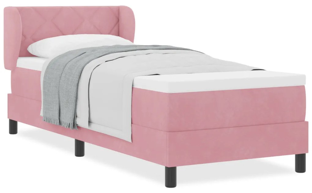Boxspring Ágy Ágyneművel Rózsaszín 80x200 cm Velvet