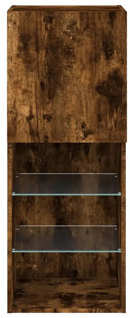 füstös tölgy színű TV-szekrény LED lámpákkal 40,5 x 30 x 102 cm