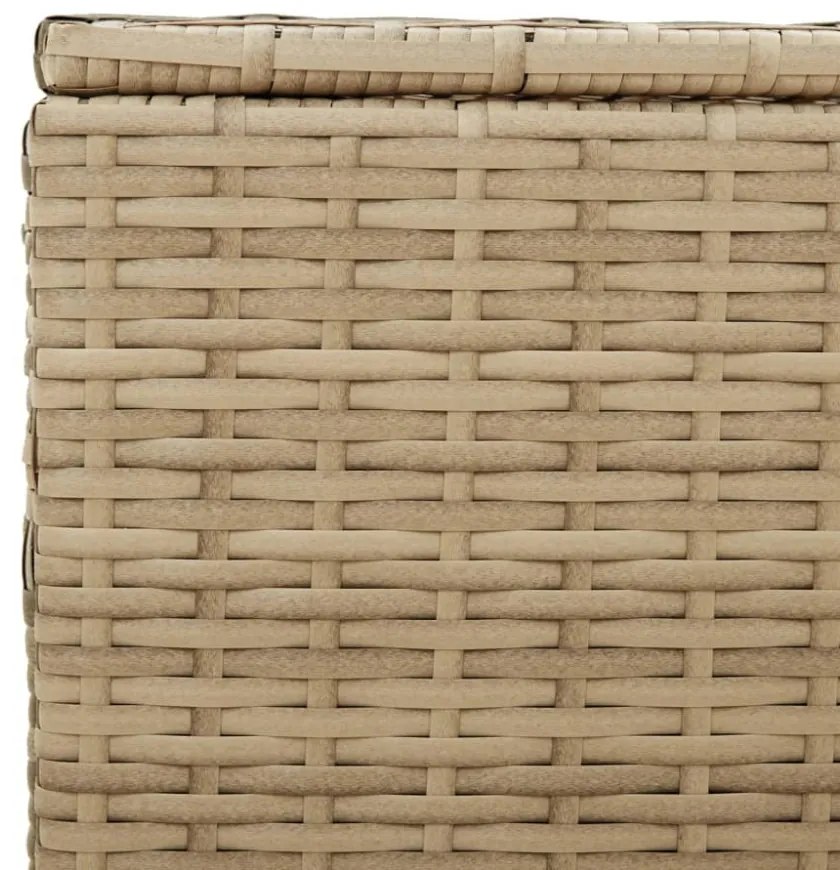 vegyes bézs polyrattan kerti tárolóláda kerekekkel 190 L