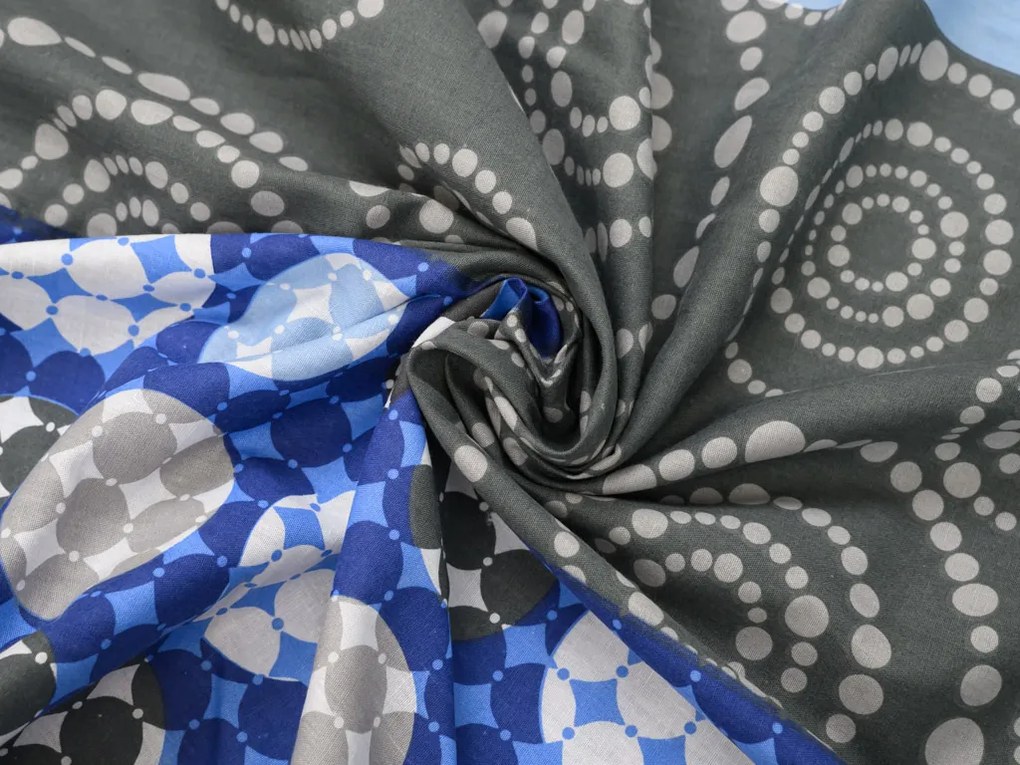 Pamut ágyneműhuzat CIRCLES BLUE, kék Ágyneműhuzat mérete: 70 x 90 cm | 140 x 200 cm