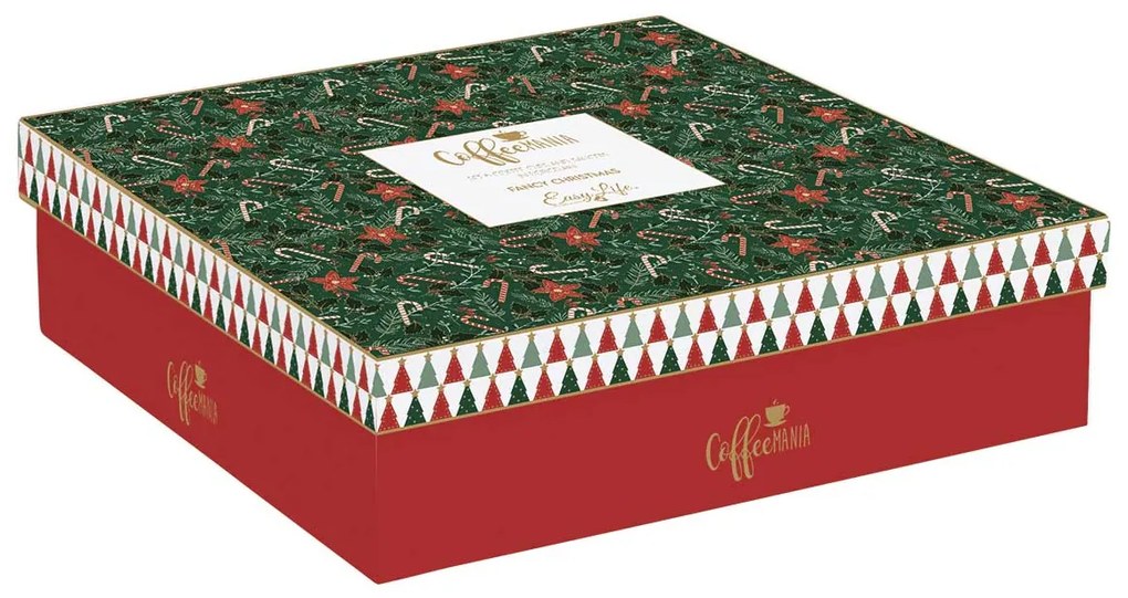 Karácsonyi porcelán kávés teás csésze aljjal 100 ml 6 személyes díszdobozban Fancy Christmas
