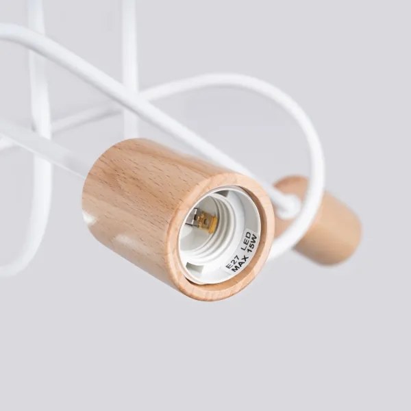 Sollux SL.1474 - Felületre szerelhető csillár EMBER 3xE27/15W/230V fehér/bézs/bükkfa