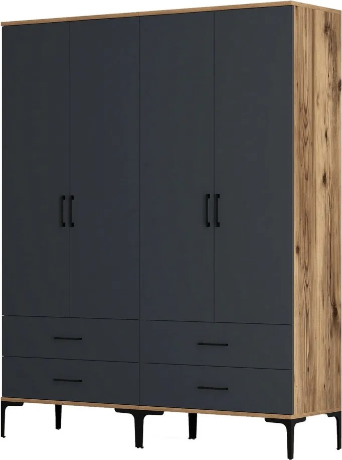 Kumsal gardróbszekrény, dió-antracit, 160 cm – TR845HCT5484