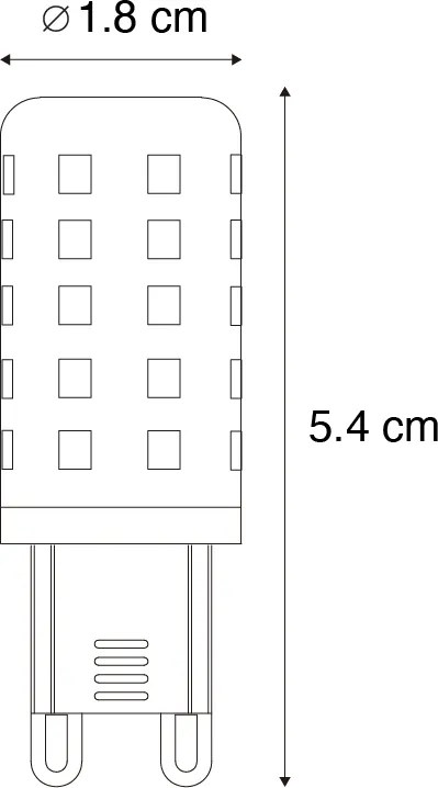 5 darabos G9 LED izzókészlet átlátszó 2W 370 lm 3000K