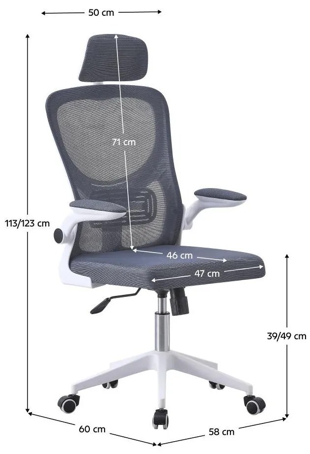 Irodai szék Matago (szürke + fehér) . 1097086