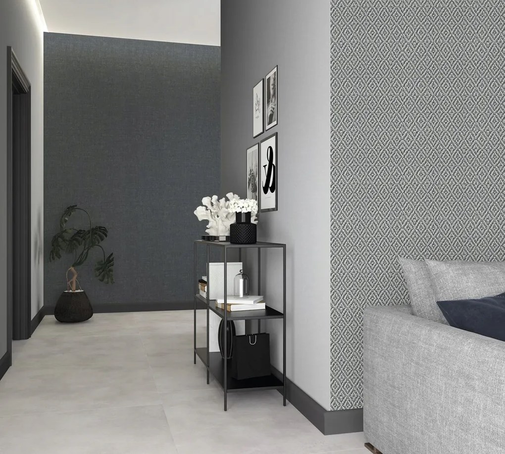 Szürke Fali Tapéta Vinil Fonott Motívummal, Flizelin