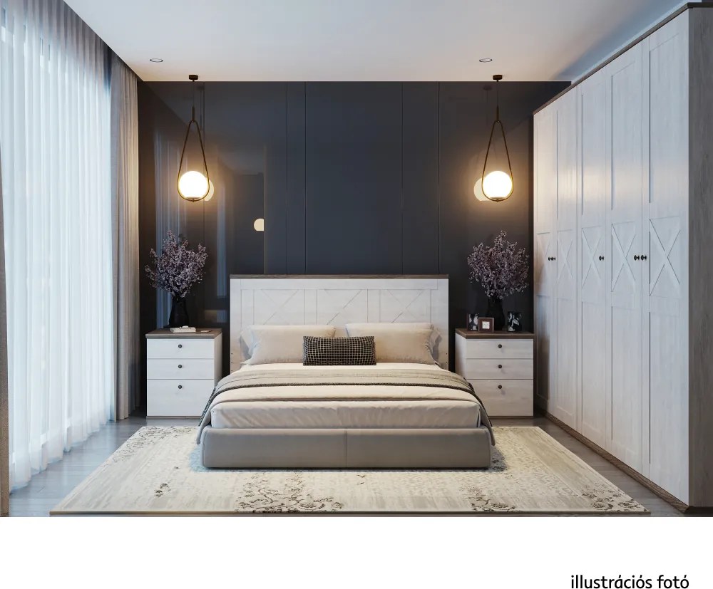 Ágy ágyráccsal, 160x200, canyon fenyő/sonoma trüffel tölgy, TEINA