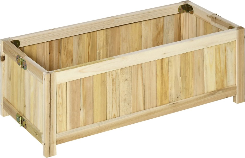 Outsunny Összecsukható Fa Virágtartó Kertvédő Ágy 4 Lábbal Zöldségek és Virágok Növesztésére Kültérre Teraszra 70x30x25 cm Természetes | Aosom