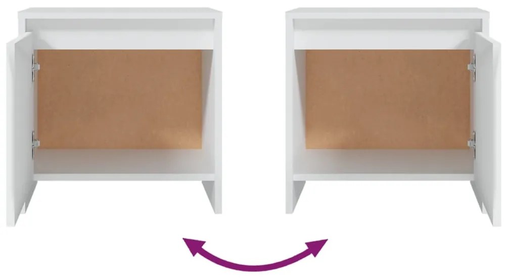 vidaXL 2 db fehér szerelt fa éjjeliszekrény 45x34x44,5 cm