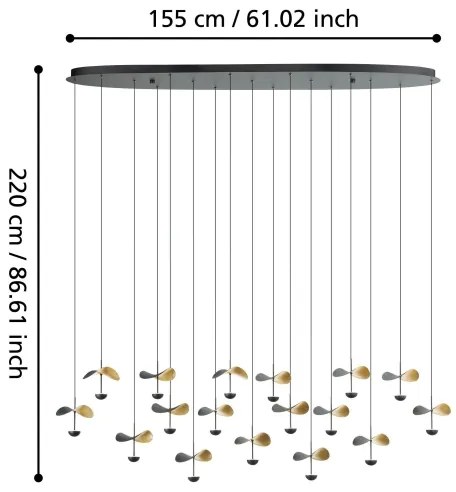 Eglo 390343 - LED Dimmelhető csillár zsinóron DRACERA 17xLED/2,3W/230V 3000K