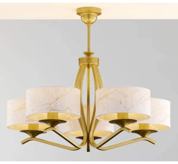 Jupiter 2110 - Rudas csillár KASZMIR 5xE27/15W/230V fehér/arany/márványmintás