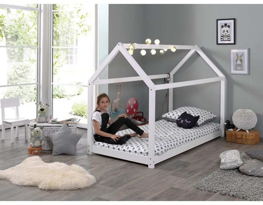 Cabane fehér házikó ágy, 90 x 200 cm - Vipack