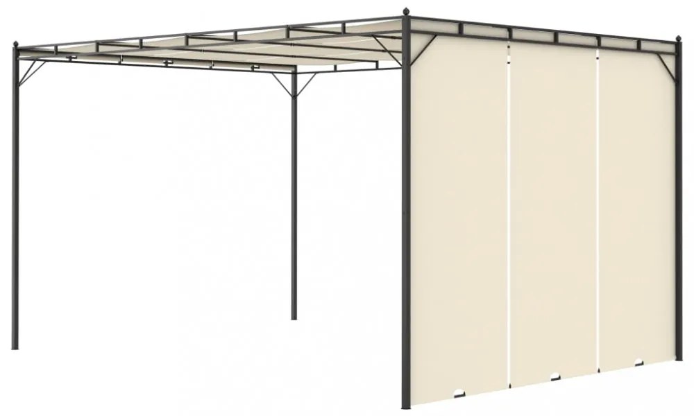 vidaXL krémszínű kerti pavilon oldalfüggönnyel 4 x 3 x 2,25 m
