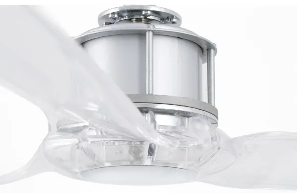 FARO 33394 - Mennyezeti ventilátor JUST FAN fényezett króm/átlátszó + távirányító